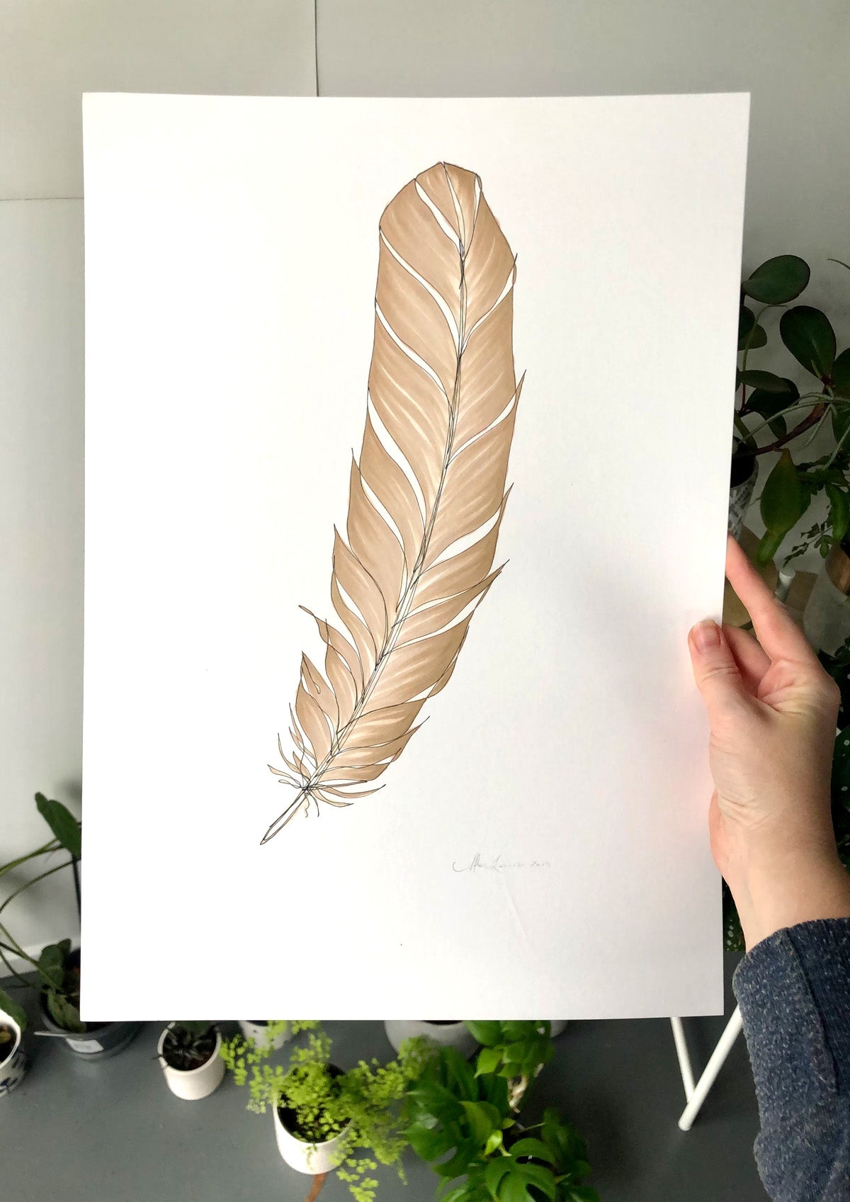 Feather Lines #5 - 12 x 16"