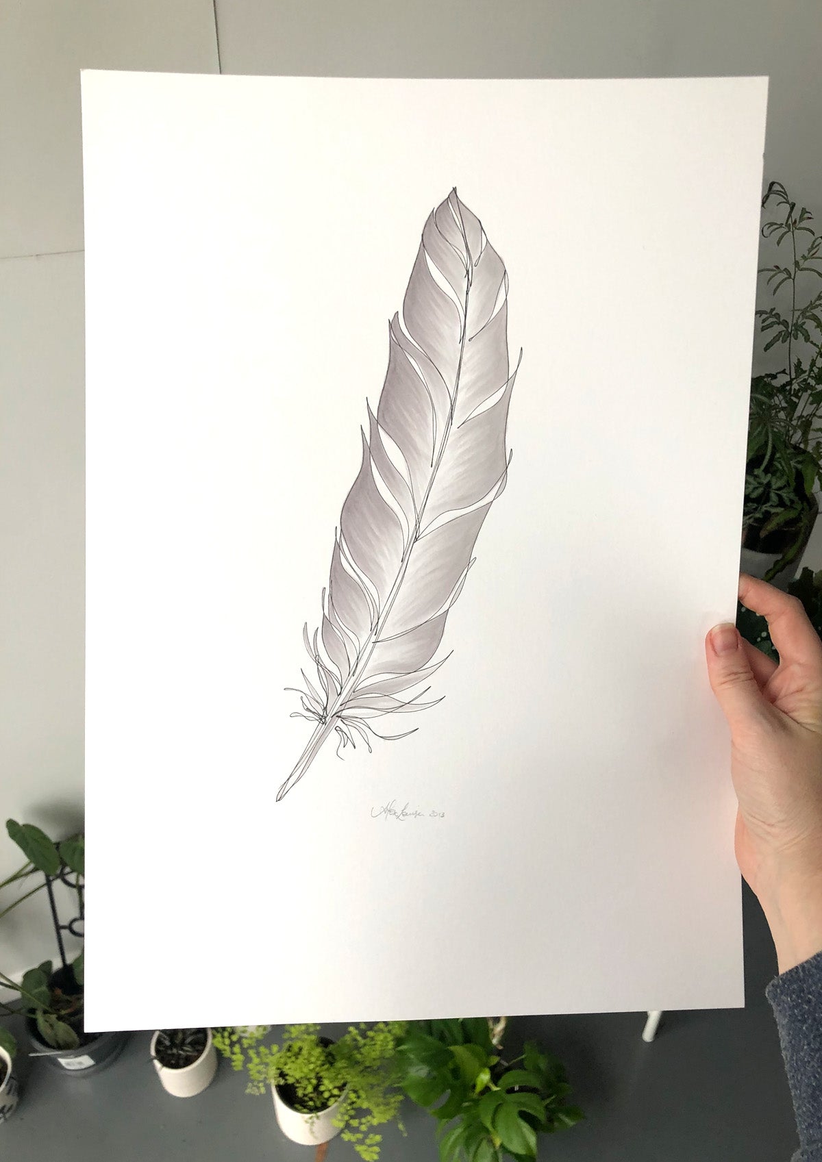 Feather Lines #12 - 12 x 16"