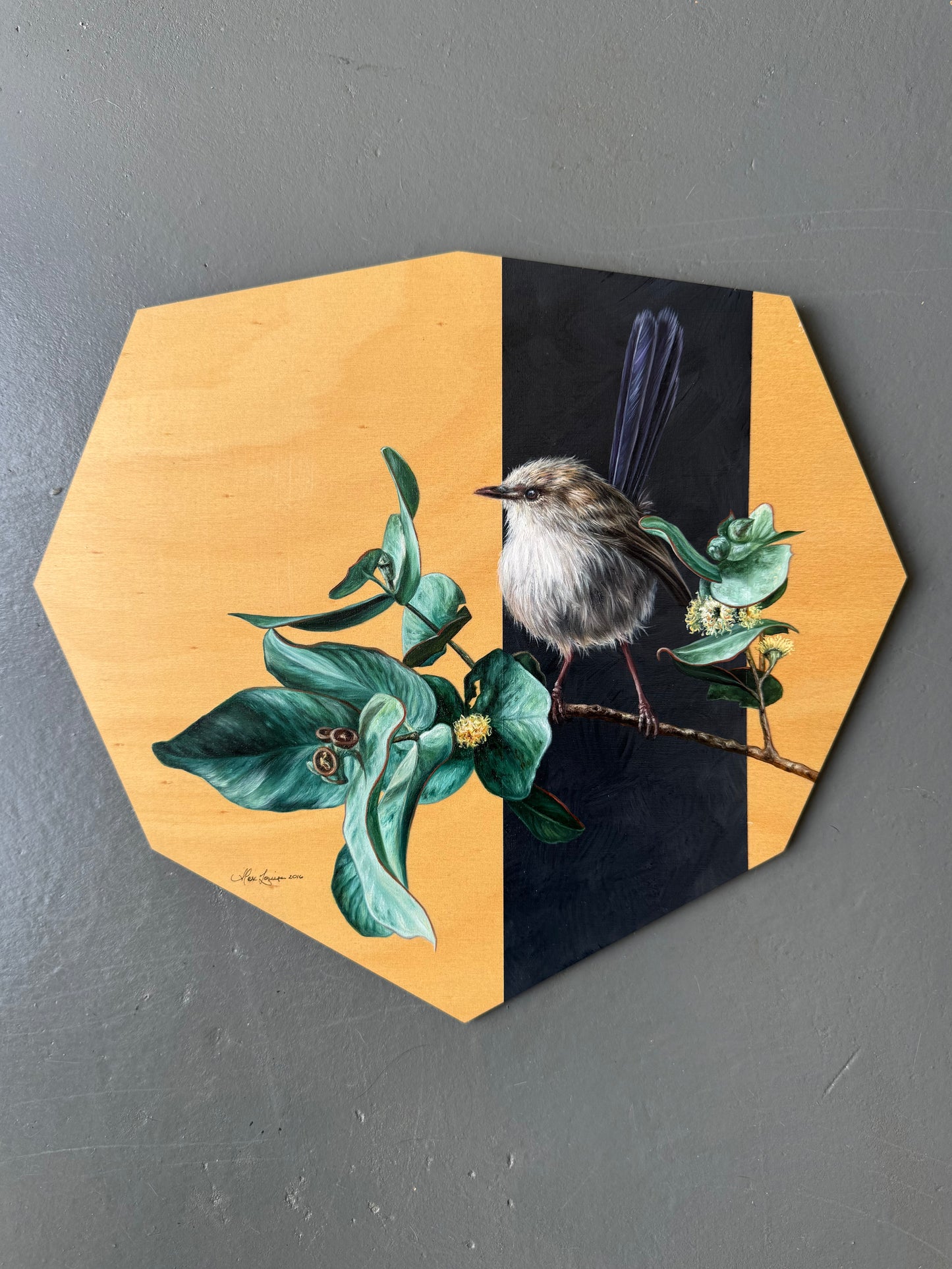 Fairywren on Eucalyptus - 11.75 x 10.5"