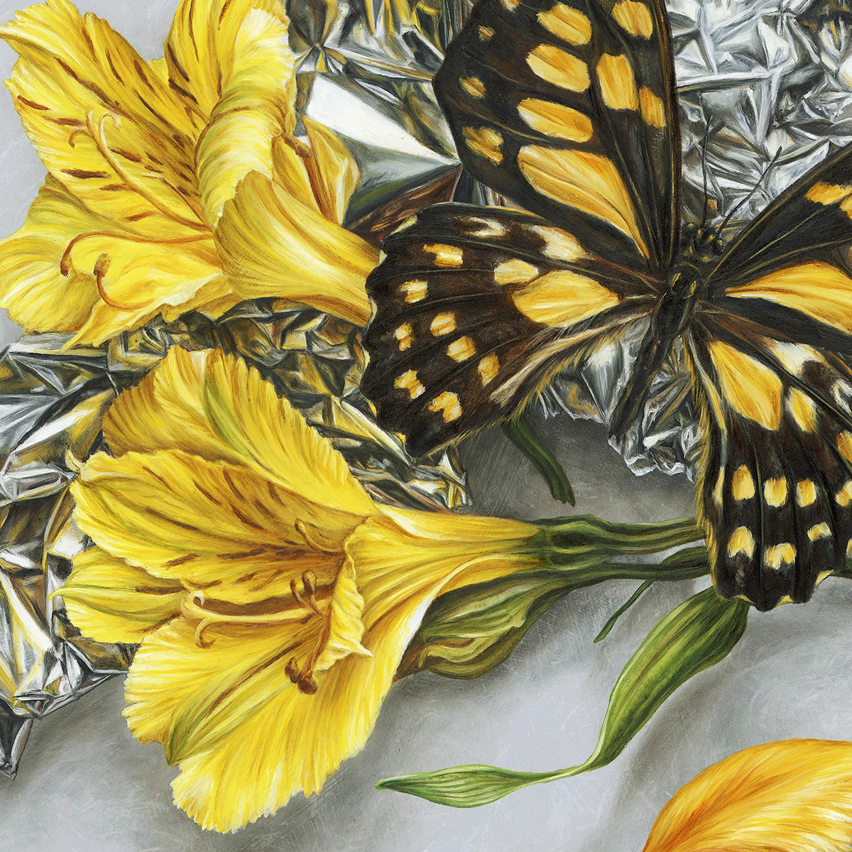 "Butterfly Mirrored with Alstroemeria"